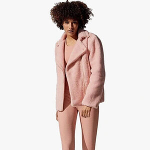 Beach Riot NWT Sherpa Moto Jacket Pink